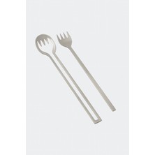 Paslanmaz Çelik Salata Servis Seti 2’li, Kaşık ve Çatal, Şık ve Dayanıklı