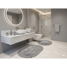 Yünteks Rabbit Soft Hasır Dekoratif Klozet Takımı / Banyo Paspası / Modern / Şık /lüx / Banyo Halısı