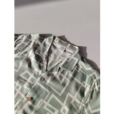 Bandiwa Gulian Erkek Bebek Kısa Kollu Geometrik Desenli Gömlek - Açık Yeşil Ekru