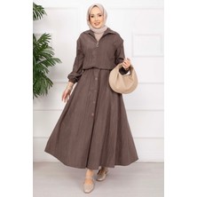 Ums Bomber Ceket & Düğmeli Etek Takım Kahve