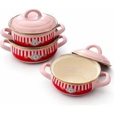 Premium Home Pr Home Alaria Pembe Emaye Mini Tencere Seti 12-14-16 cm