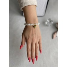 Kokoş Inci Bileklik Kalp Detay