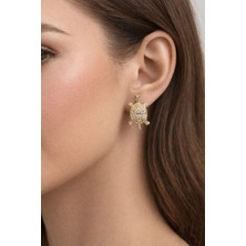 Versein Atelier Gold Zirkon Taşlı Kaplumbağa Küpe