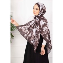 ECN Floral Çiçek Desenli Şal Serisi Kahve