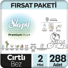 Sleepy Bio Natural Premium Plus Fırsat Paketi Bebek Bezi 2 Numara Mini 288 Adet