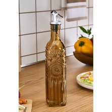 Cam Çiçek Desenli Yağdanlık 500 ml Amber, Şık ve Kullanışlı Tasarım