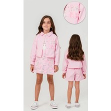 Queen Kids Kız Çocuk Çiçekli Pullu  3'lü Takım Pembe