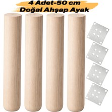 Nzb (4 Adet) Bohem 50 cm Doğal Ahşap Boyasız Silindir Masa Sehpa Ayağı Doğal Ahşap Sehpa Ayağı