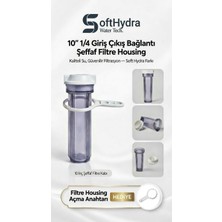 Softhydra 10" Inç Şeffaf Filtre Housing 1/4 Giriş Çıkış Hızlı Bağlantılı Çift O-Ring Su Arıtma Kabı