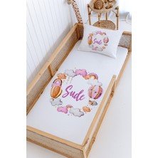 Lilabio %100 Pamuk Isme Özel Montessori Yatak Pike Seti 100X200 Pembe Balon