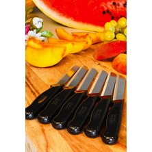 6'lı Siyah Simli Tırtıklı Meyve Bıçağı Seti, Şık ve Dayanıklı
