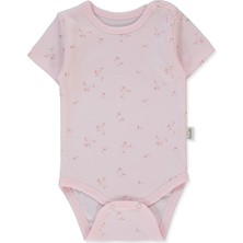 Bebetto Interlok Kısa Kollu Body Ay (Flower Garden) Pembe
