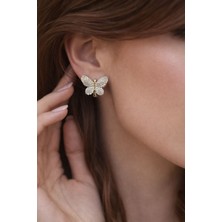 Versein Atelier Zirkon Taşlı Kelebekli Minimal Küpe