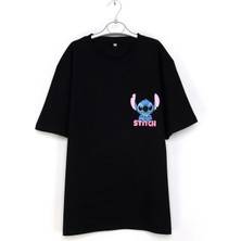 Queen Kids Kız Çocuk Stich Tişört Siyah