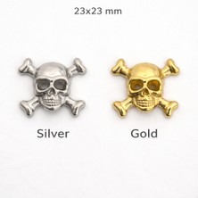 Klassiqe® Metal Kafatası Hotfix – Ütüyle Yapışan  - 6 Adet   23X23 mm