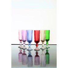 Organik Boya 6 Renk Kristal Ayaklı Kahve ve Su Bardağı Seti