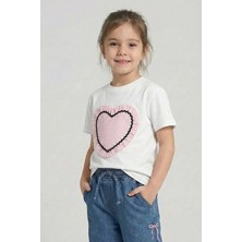 Queen Kids Kız Çocuk Pembe Kalpli Tişört