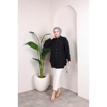 SFG Life Moda Kadın Önü Düğmeli ve Yan Bağcıklı Çilek Kumaş Tunik-Gömlek