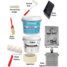 10 kg / 7,5 Lt Polisan Primera Silikonlu Mat Iç Cephe Duvar Boyası + 10 kg / 5,46 Lt Polisan Tavan Ultra Toplam 10 Parça Boyacı Seti