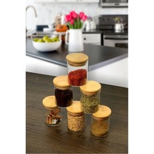 6'lı Bambu Kapaklı Cam Kavanoz Baharatlık Seti 200 Ml, Şık ve Kullanışlı Ürün