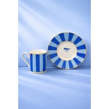 Yaldızlı Porselen 2 Kişilik Kuş Desenli Kahve Fincan Takımı Seti