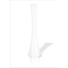 M3 Decorium 60 cm Beyaz Cam Vazo Uzun İnce Fil Ayağı Geniş Taban Devrilmez Derin Kibar Çiçek Vazosu Büyük Boy Modern Salon Ofis Dekore Aksesuar