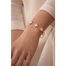 Versein Atelier Kararmaz Çelik Pudra Pembe-Gold Yonca Bileklik
