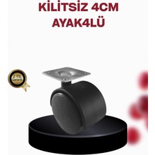 MiraLive 4 cm Döner Ayak Kilitsiz 4 Adet Mobilya ve Sehpa Ayağı