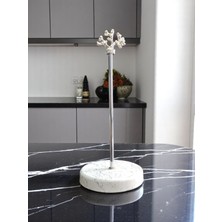 Şık Seramik Rulo Peçetelik, Beyaz Mermer Dokunuşuyla Mutfak Aksesuarı