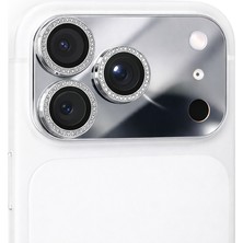 Kuzoom iPhone 17 Pro Max Uyumlu Ar Taşlı Ayna Efektli Tam Kaplayan Kamera Lens Koruyucu - Beauty Mirror