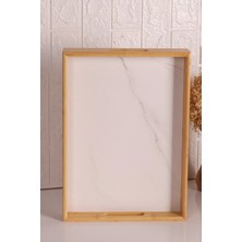 Mermer Desenli Beyaz Orta Boy Tepsi, Şık ve Dayanıklı Tasarım