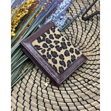 womancraft Kanvas Leopar Desenli Fermuarlı Kadın Cüzdan