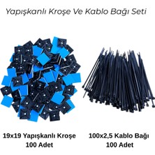 Atx Yapışkanlı Kroşe Kablo Bağı Seti Kablo Klipsi Seti 200 Parça Set