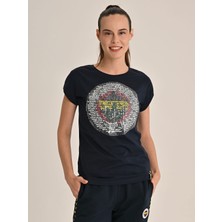 Fenerium Kadın Trıbun Marş Logo Tshırt Model TK010BGY08 Lacivert Renkli Tasarım