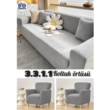 Baqdo Tuğla Desen Lastıklı Koltuk Örtüsü Takımı 3+3+1+1 Streç Esnek Çekyat Kanepe Kılıfı Yıkanabilir Koltuk Koruyucu 3311