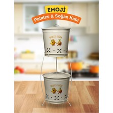 Iki Katlı Metal Sebze Kovası, Patates ve Soğanlık Sepeti, Krem