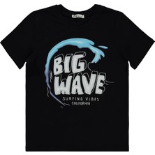 Civil Boys Bıg Wave Baskılı 10-13 Yaş Tişört - Siyah 13-14 Yaş