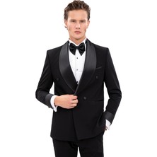 Echol Erkek Slim Fit Şal Yaka 4 Düğmeli Kruvaze Smokin &amp; Damatlık