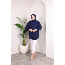 SFG Life Moda Kadın Önü Düğmeli Düz Çilek Kumaş Tunik Gömlek