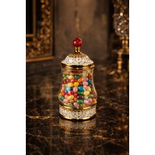 Şeffaf Porselen Detaylı Cam Kavanoz, 500 Ml, Şık ve Dayanıklı Tasarım