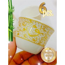 Altın Harf Desenli 6 Kişilik Porselen Mırra Kahve Fincanı Seti