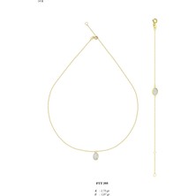 Bolek Jewellery 14 Ayar Altın Sedef Taşlı Oval Kolye - Minimal Zincir Kolye & Bileklik
