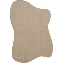 Cool Halı Koyu Bej Rengi Kalın Yumuşak Amorf Bohem Sade Trendy Soyut Tasarım Asimetrik Genç Odası Halısı