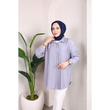 SFG Life Moda Kadın Önü Düğmeli Düz Çilek Kumaş Tunik Gömlek