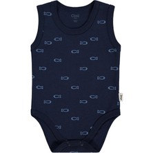 Civil Baby Lacivert Balık Empirme Desenli Çıtçıtlı Badi Süprem Kumaş 6-9 Ay Erkek Çocuk