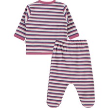 Civil Baby Çizgili Cutie Baskılı  Zıbın Takımları - Bej 0-1 Ay