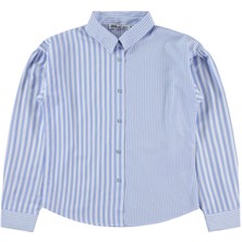Civil Girls Kalın Çizgili 10-13 Yaş Gömlek - Mavi 11-12 Yaş