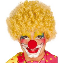 Similar Sarı Renk Kıvırcık Afro Bonus Peruk Takma Saç ve Kırmızı Burun Seti