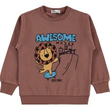 Civil Boys Awesome Aslan Baskılı 2-5 Yaş Sweatshirt Km - Kahverengi 2-3 Yaş
