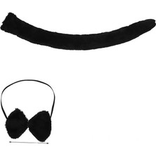 Similar Peluş Siyah Renk Kuyruk ve Papyon Yetişkin Çocuk Uyumlu